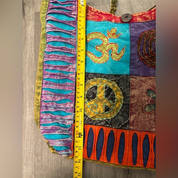 Boho Patchwork Crossbody Bag Peace Ohm Flower Symbols Festival Sling Bag SKU3 - Picture 10 of 12